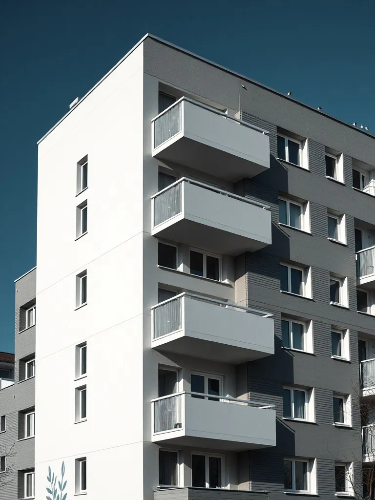 A minimalist architectural shot of a modern apartment buildi